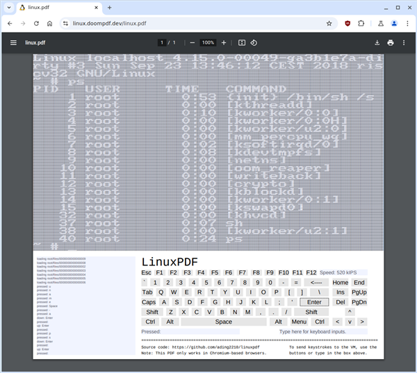 太疯狂了!高中生成功实现在PDF中运行Linux
