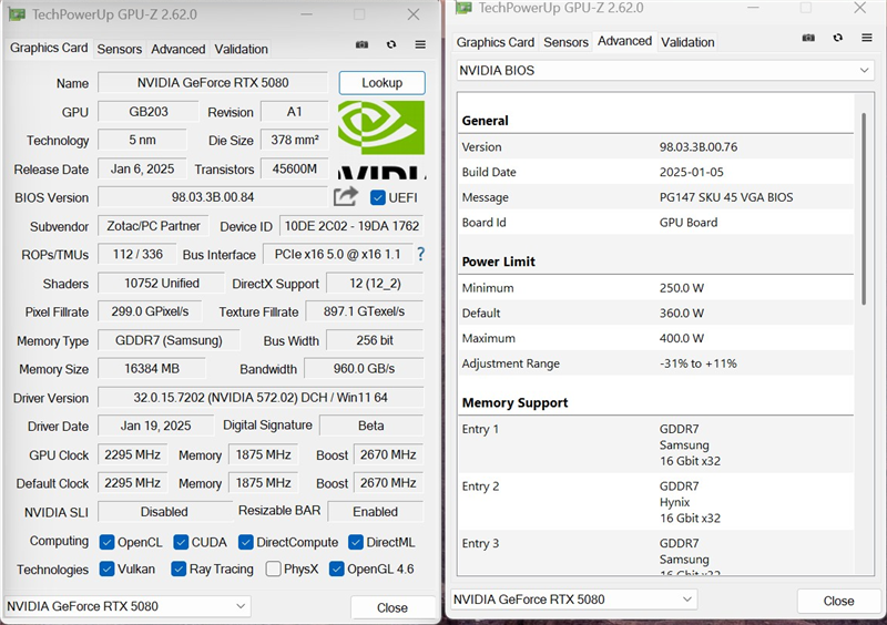 最高频率近3.3GHz!索泰RTX 5080 AMP EXTREME INFINITY评测:超频后与RTX 4090相去不远