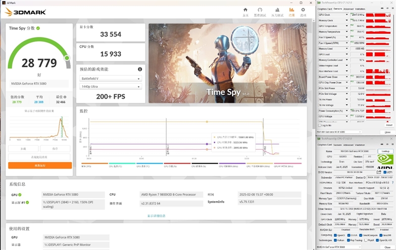 最高频率近3.3GHz!索泰RTX 5080 AMP EXTREME INFINITY评测:超频后与RTX 4090相去不远