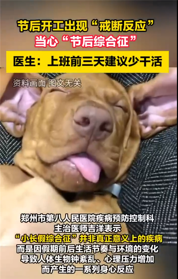 网友节后开工出现“戒断反应” 医生建议：上班前三天少干活