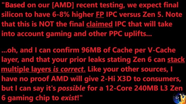 Intel彻底没法玩!AMD Zen6要用多层3D堆叠缓存:IPC提升超Zen5