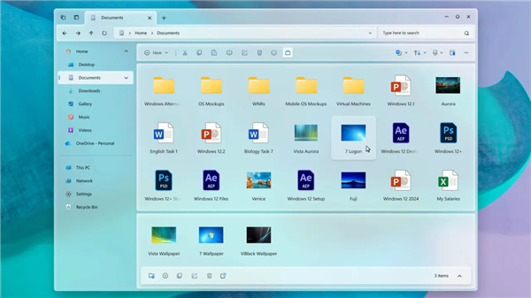 用户自制概念版Windows 12文件管理器!界面惊艳:还有新功能
