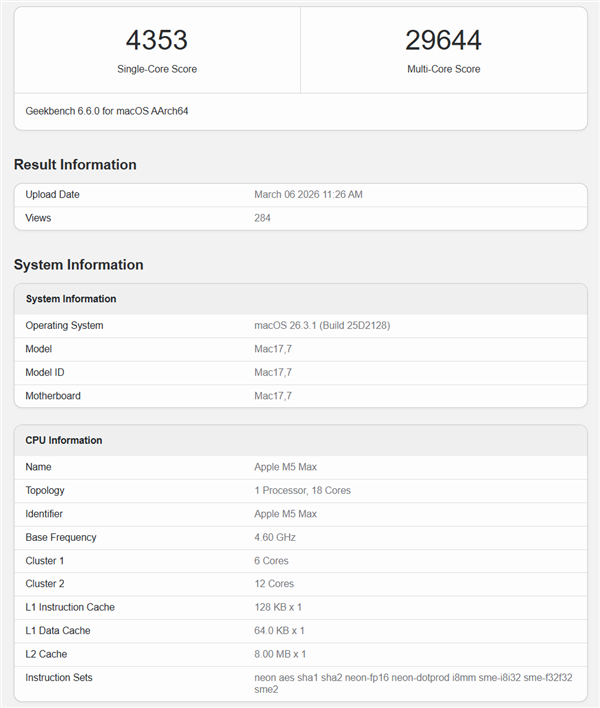 18核干掉96核！苹果M5 Max完虐AMD旗舰撕裂者9995WX