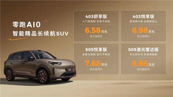 零跑夯爆了！6.58万开卖A10 把激光雷达打到8万级