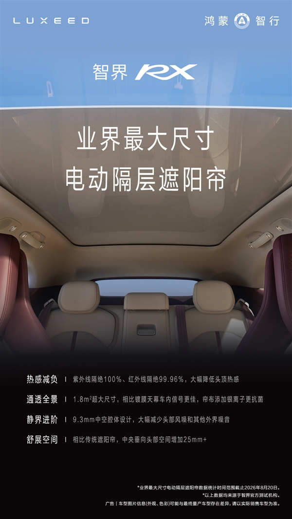 彻底解决烤头难题 智界RX搭载“三明治”式天幕：创意简直一绝